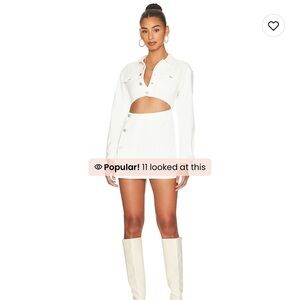 Mika Button Front Dress in White Denim